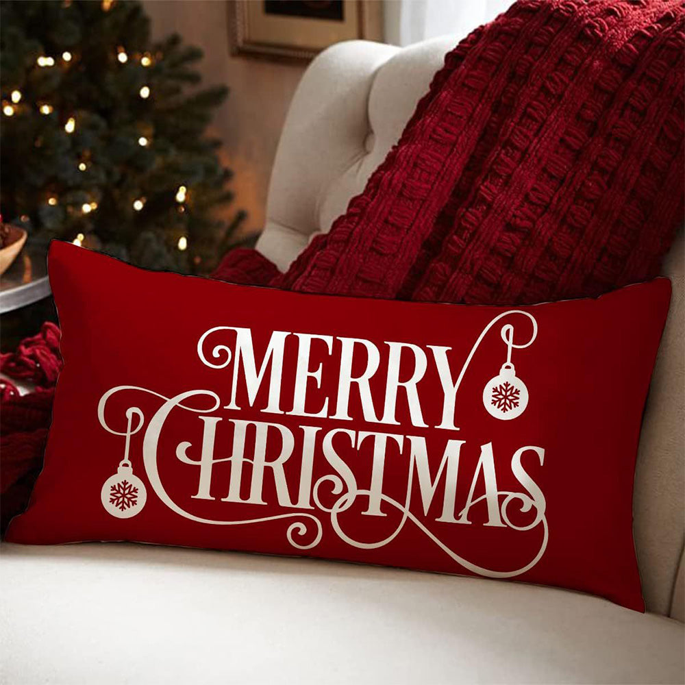 Merry Christmas Throw Pillowcase Rectangle Lumbar Cushion Cover for Winter Holidays Style 3
