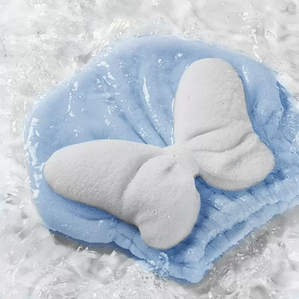 2Pcs Set Quick Absorbent Drying Hair Caps with Bow-Knot Hair Turban Wrap for Women Style 2