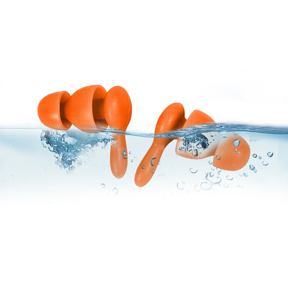 Set of 2 Pairs of Silicone Noise Reduction Earplugs Swimming Sleeping Hearing Protection Earplug Orange