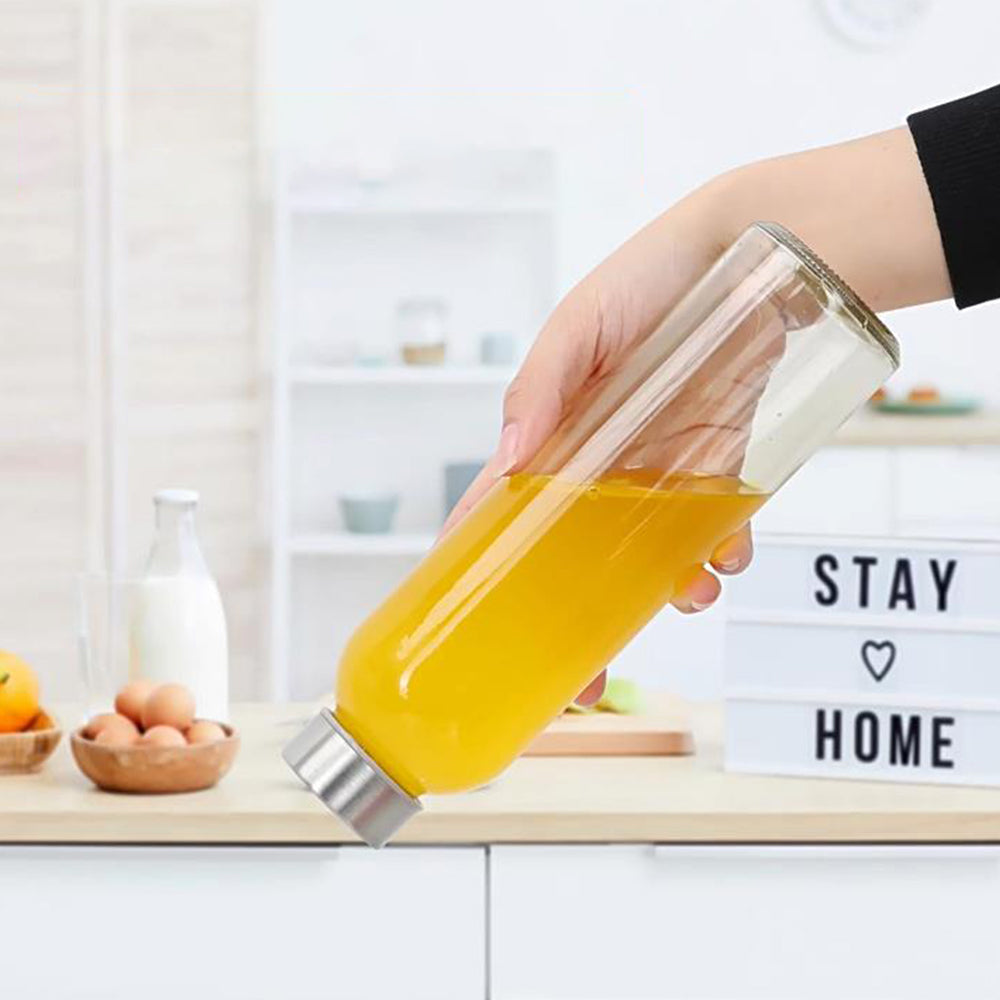 6Pcs Set 500ml Glass Water Bottles Sports Drink Bottle for Juice Milk Beverage Storage