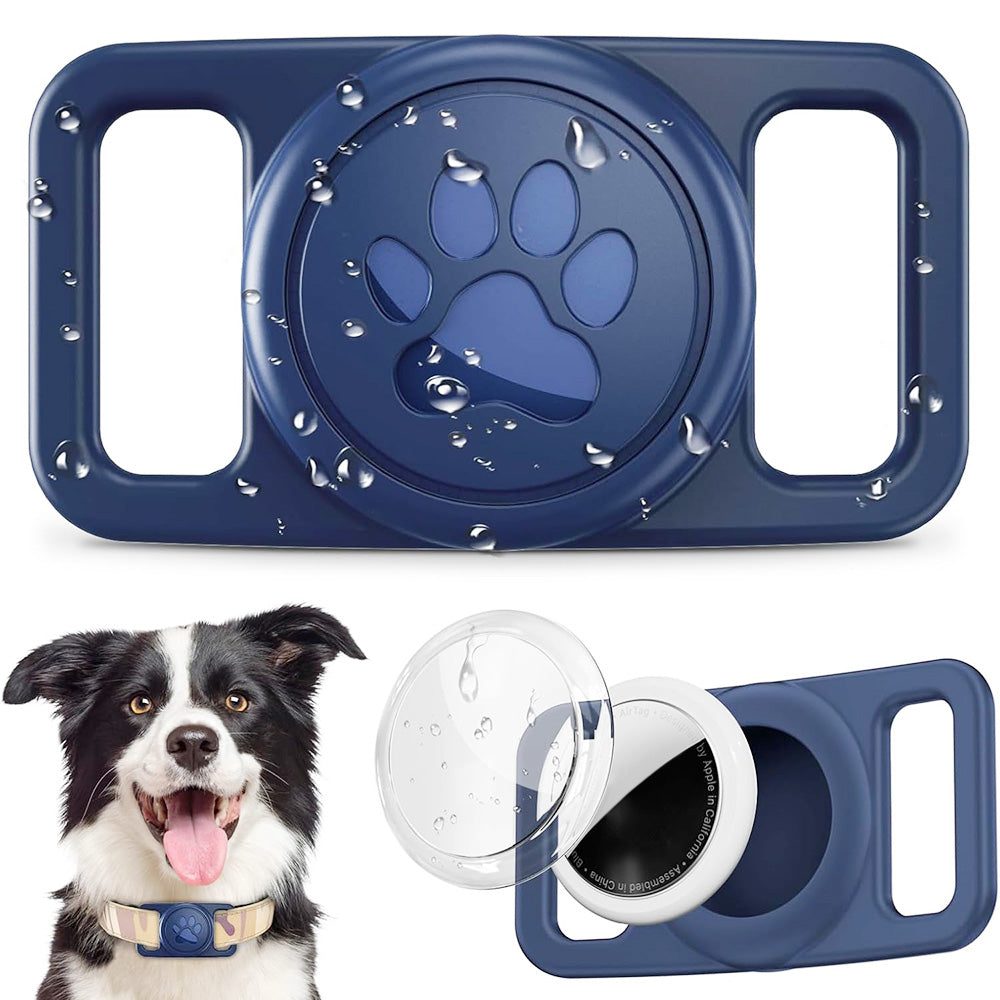 2PCS Waterproof Silicone Dog Collar Holder for Apple AirTag Blue