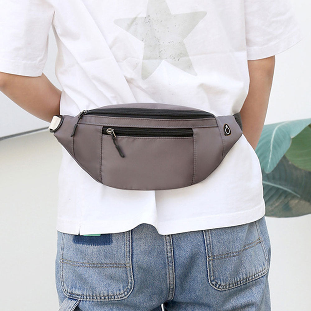 Unisex Waist Fanny Pack Multi-Pockets Running Bum Bag Gray