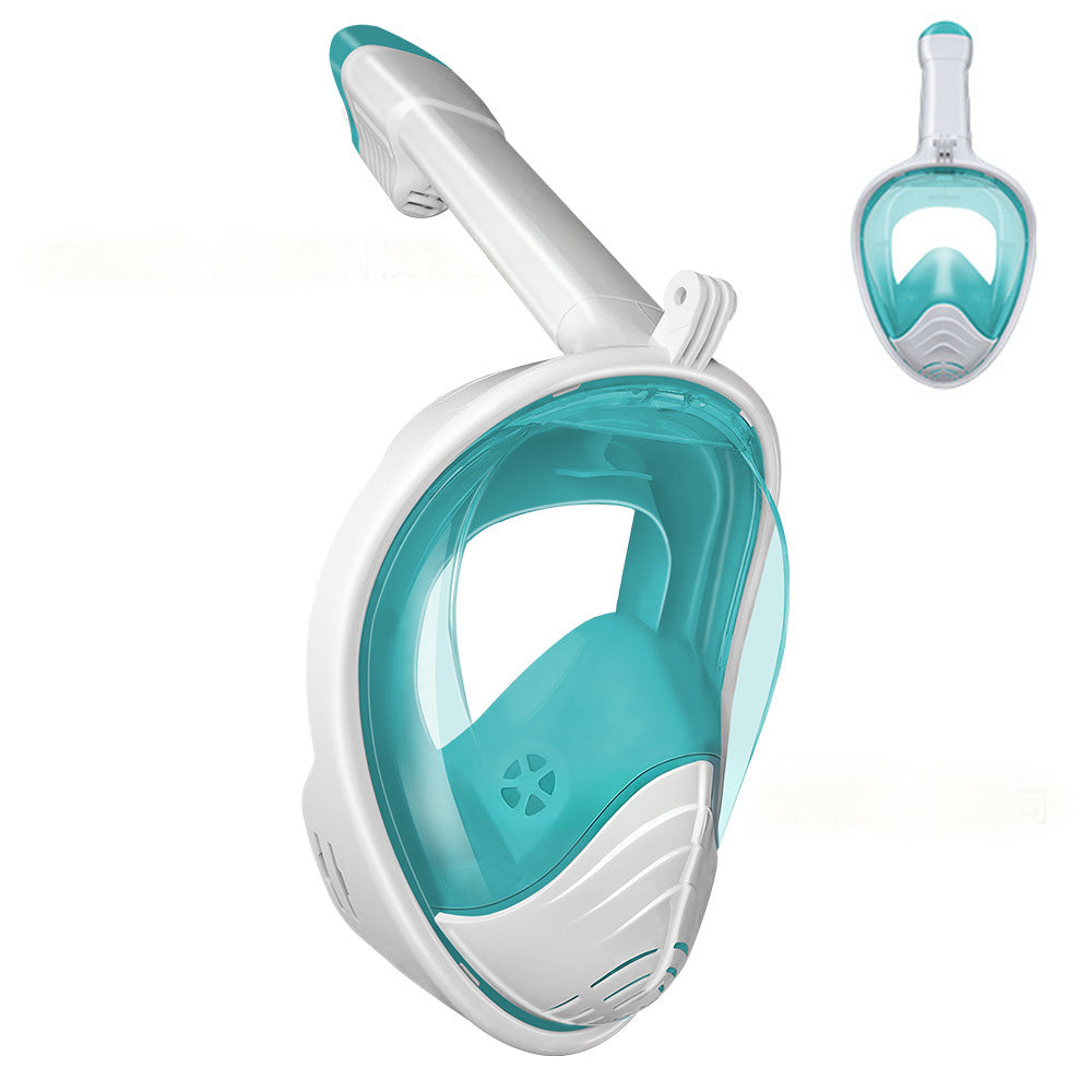 Full Face Snorkel Mask ¨C 180 Degree Panoramic View Anti-Fog & Leak-Proof Design White Green