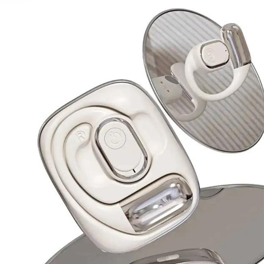 Bluetooth Open Ear Earbuds Wireless Headphones with Earhooks Air Conduction Headset with Mic for Running Workout White