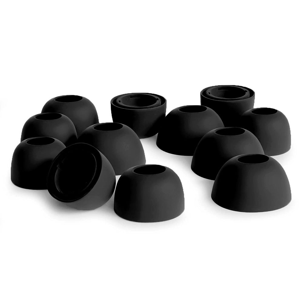 12Pcs Silicone Ear Tips for Samsung Galaxy Buds3 Pro Replacement Earbud Covers-Black