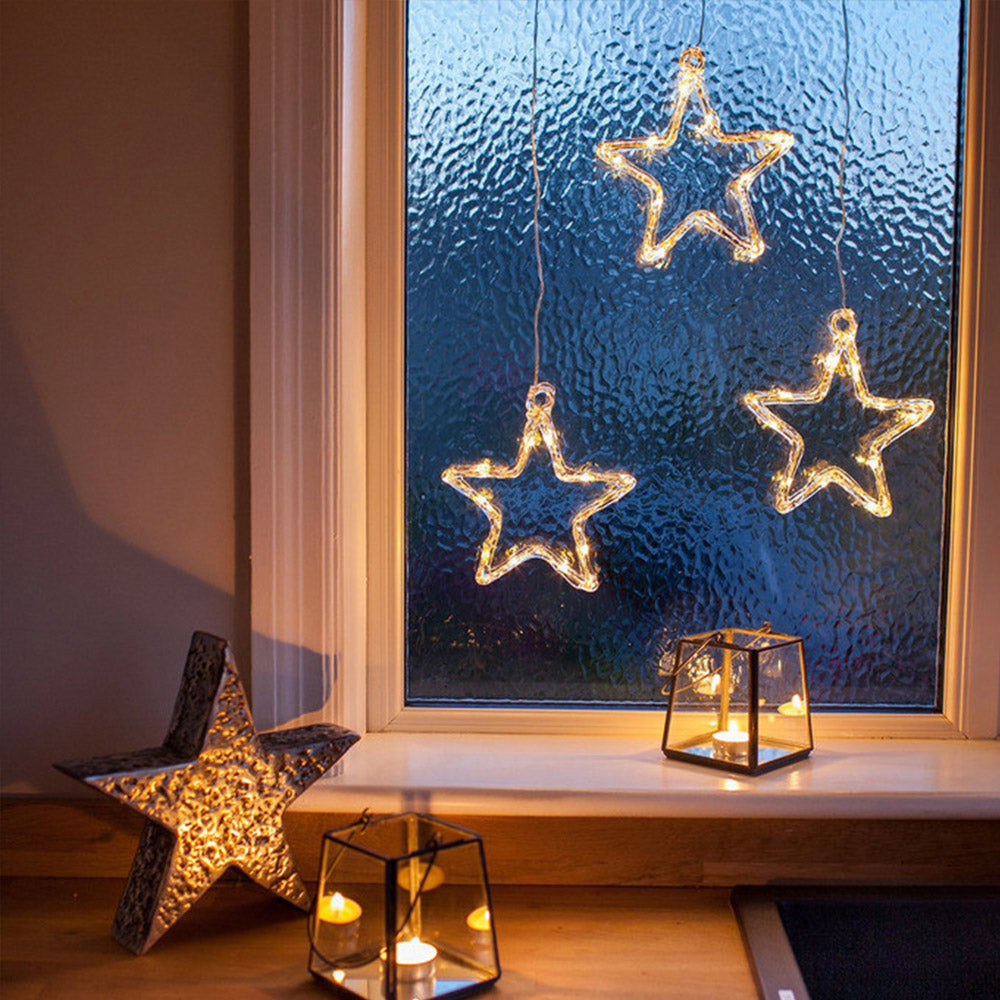 4PCS Christmas String Lights Hanging Window Indoor Outdoor Lights with Suction Cup for Xmas Party Decoration -Star