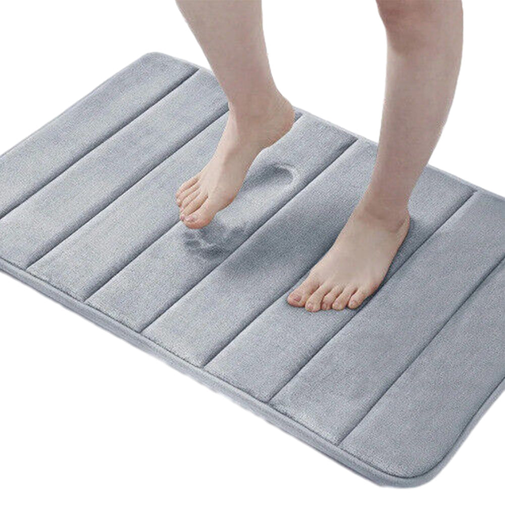 3 Pieces Set Water Absorption Bathroom Floor Mats Non-Slip Bath Mats Light Gray