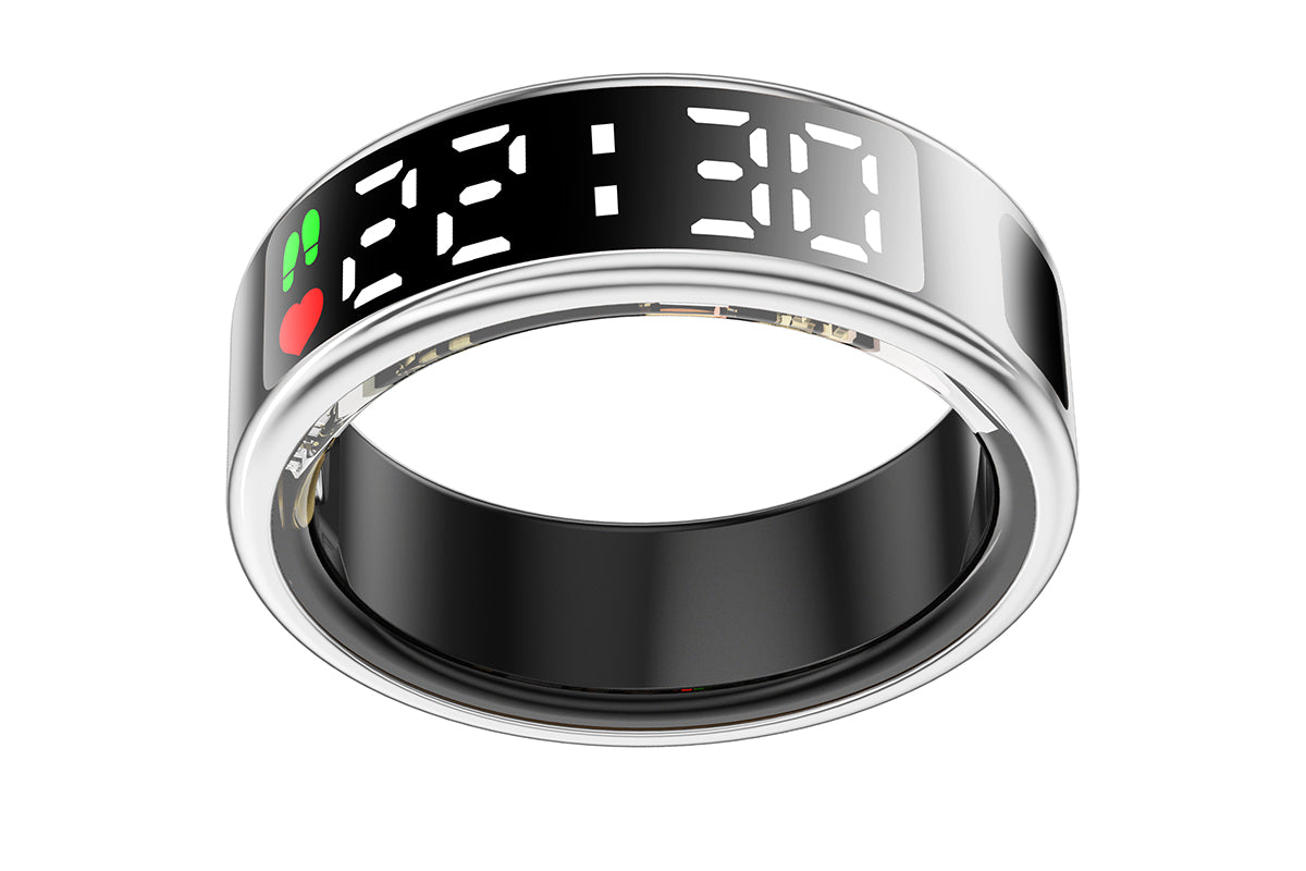 Smart Ring Health Ring Fitness Tracker Ring for Heart Rate Blood Oxygen-Silver