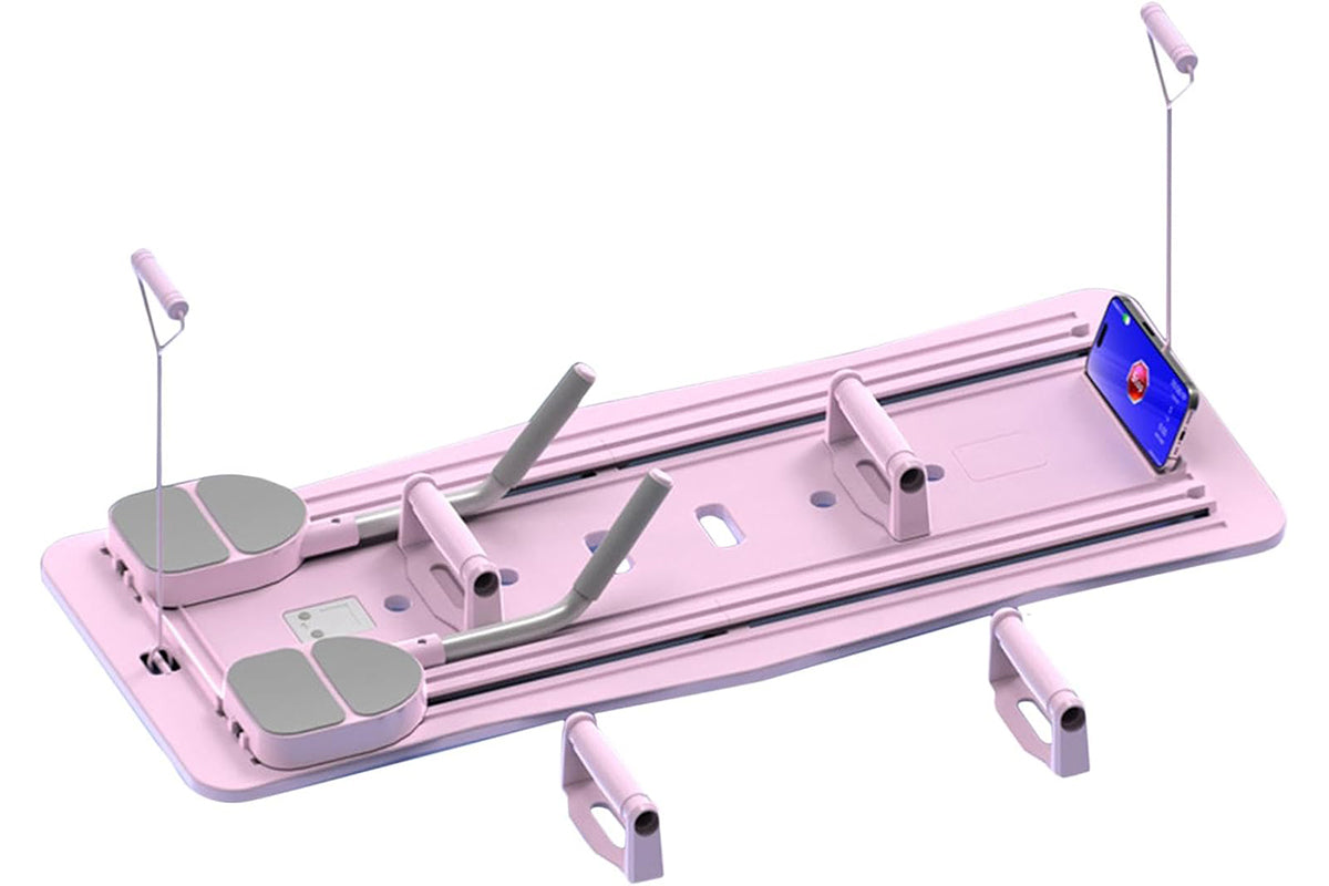 Pilates Machine Foldable 5-in-1 Portable Pilates Board with Elbow Support Home Gym Equipment for Weight Loss Training -Pink