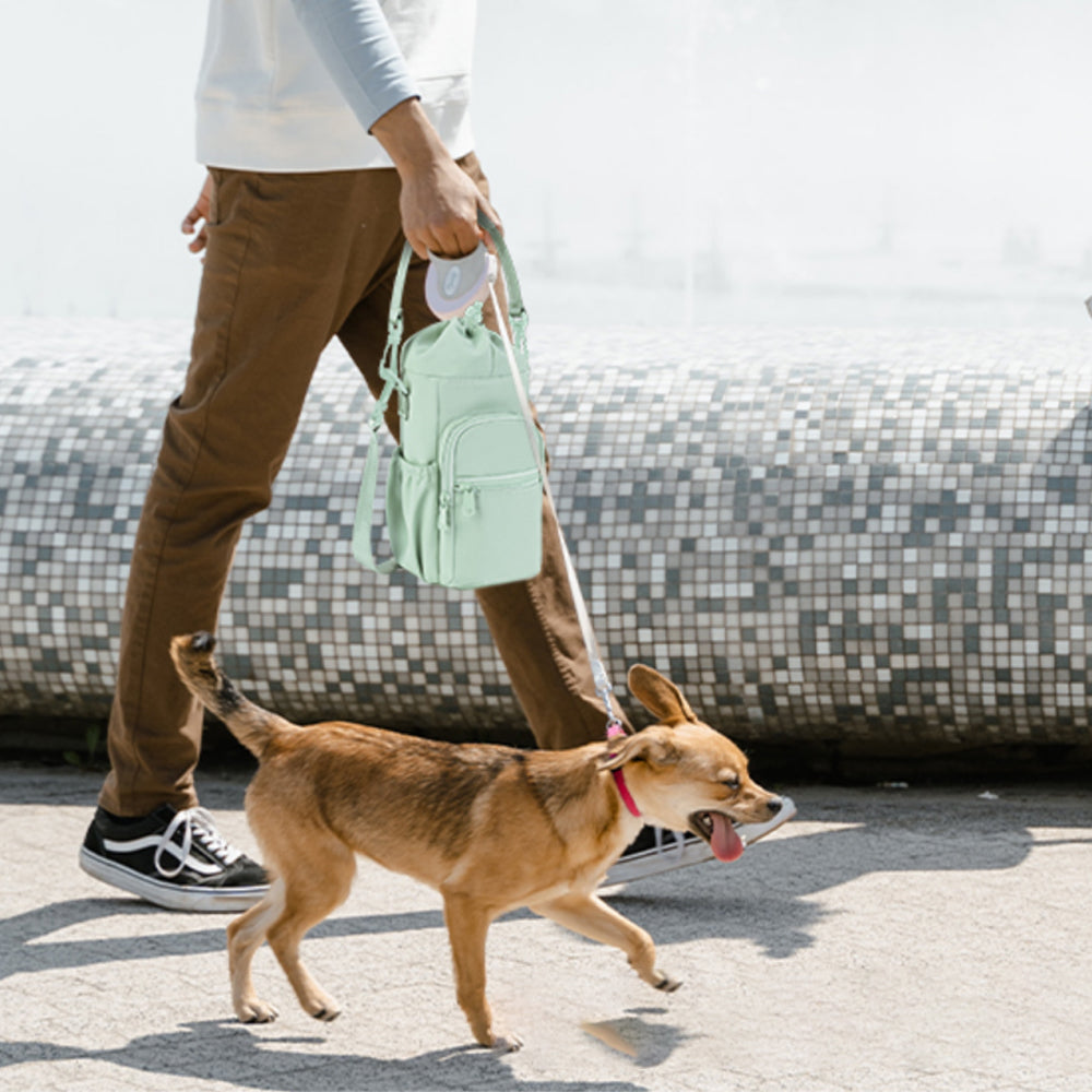 Multi-pocket Water Bottle Sleeve with Adjustable Strap Insulated Bottle Carrier Sling Bag for Walking Hiking Green