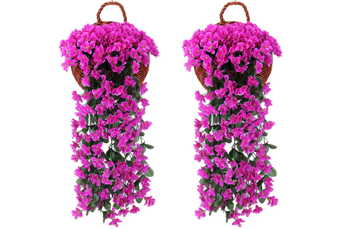 4Pcs Artificial Fake Hanging Violet Vine Plant Home Garden Indoor Outdoor Decor-Purplish Red