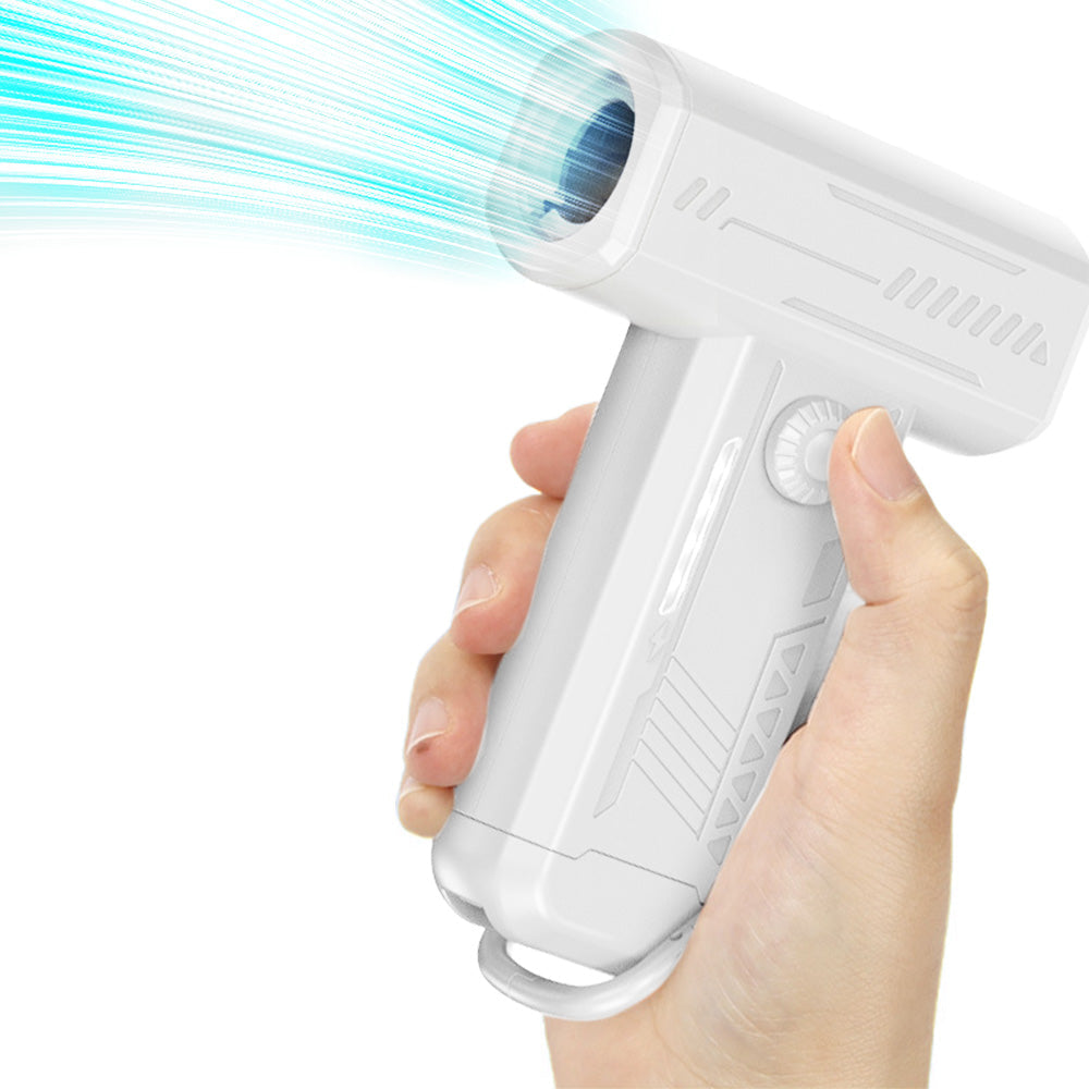 2-in-1 Electric Air Duster 130000 RPM Mini Blower with LED Light for Camping Home Car White