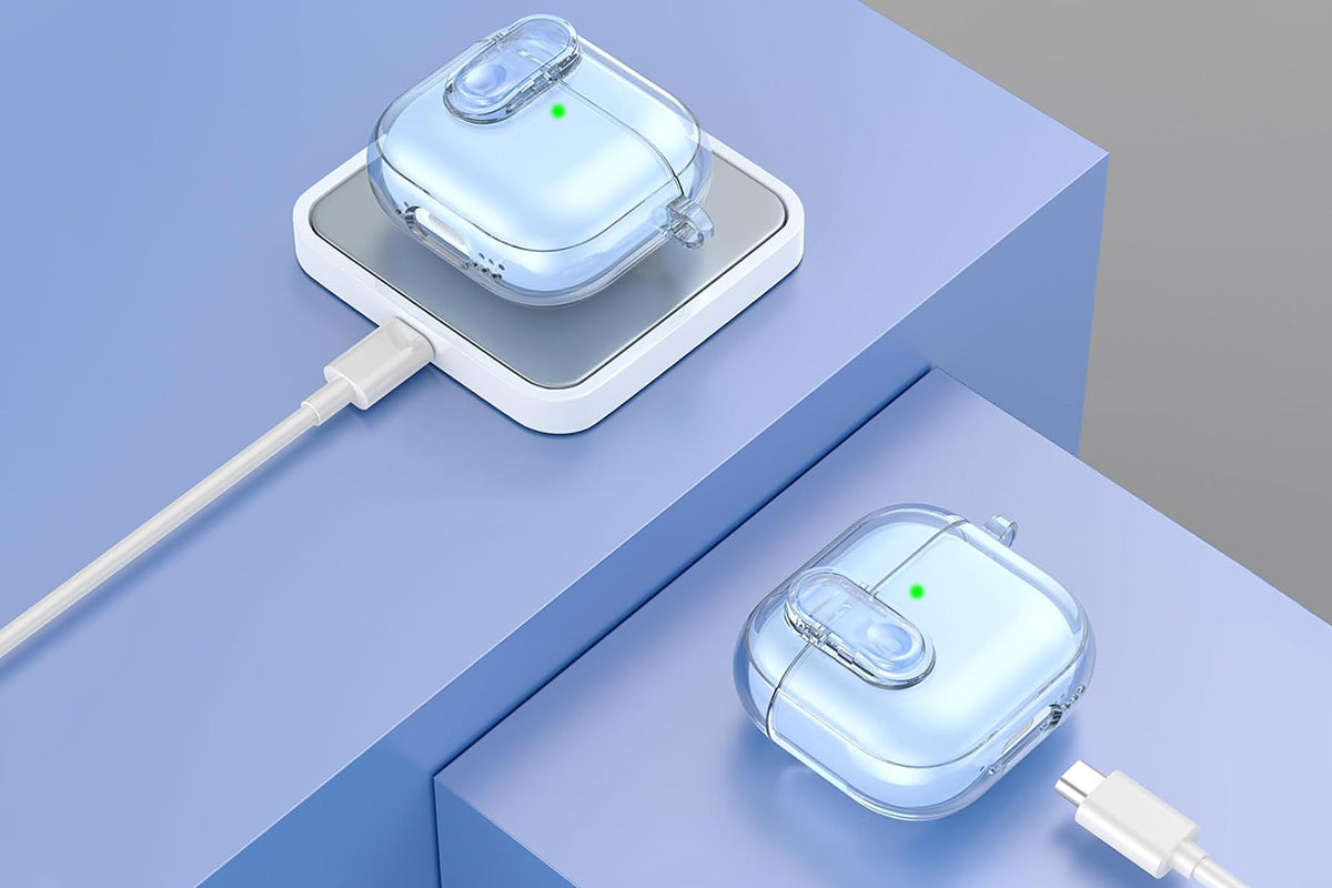 Earphones Case Compatible with Apple Airpods 4 Soft TPU Clear Earbuds Case-Blue