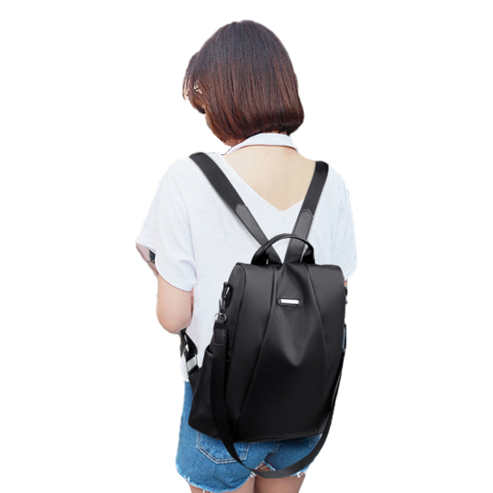 3-in-1 Womens Water-Resistant Backpack Anti-theft Rucksack Travel Shoulder Bag Black