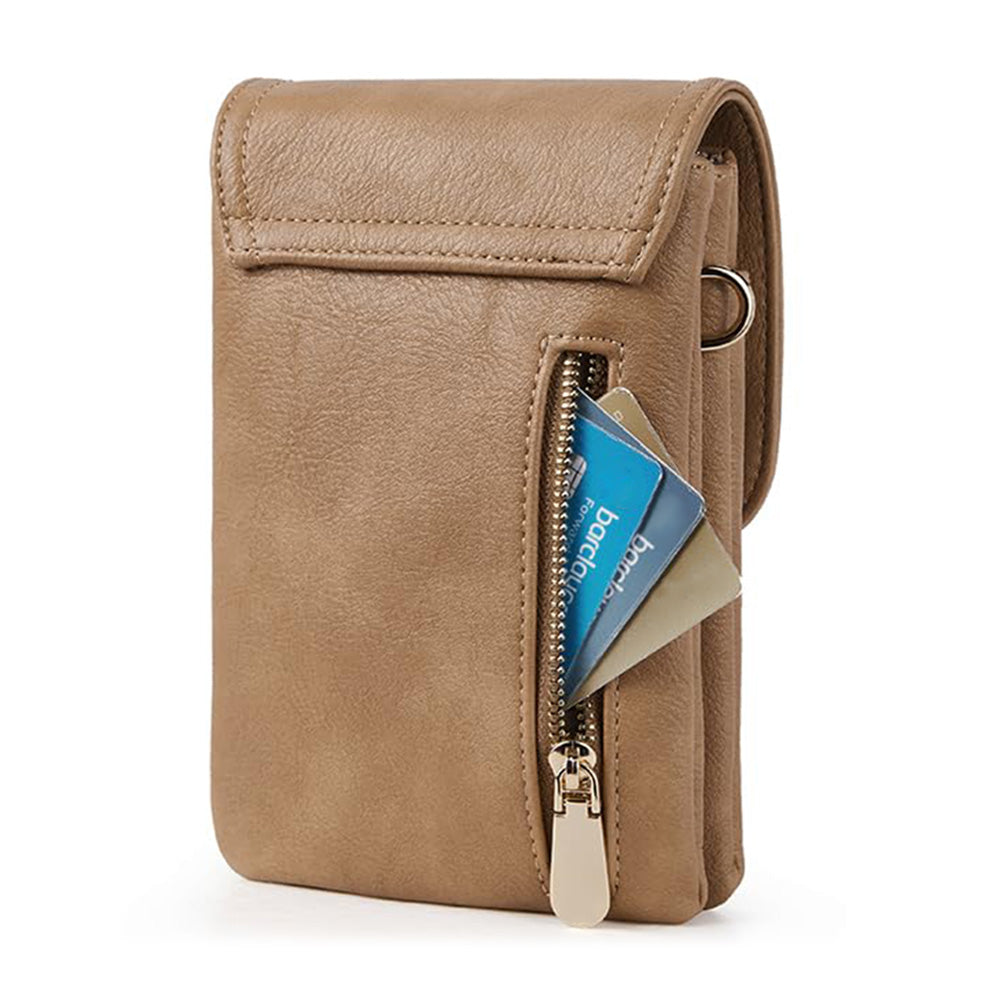 PU Leather Women¡¯s Crossbody Bag with Adjustable Strap Small Cell Phone Purse Khaki