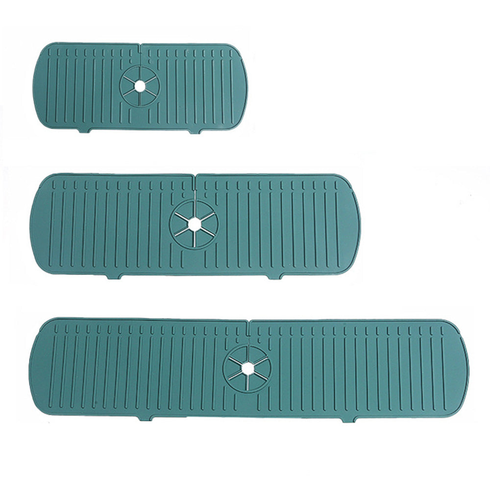 Kitchen Faucet Mat for Sink Silicone Splash Guard with Fast Drying Properties for Stone Sinks Green