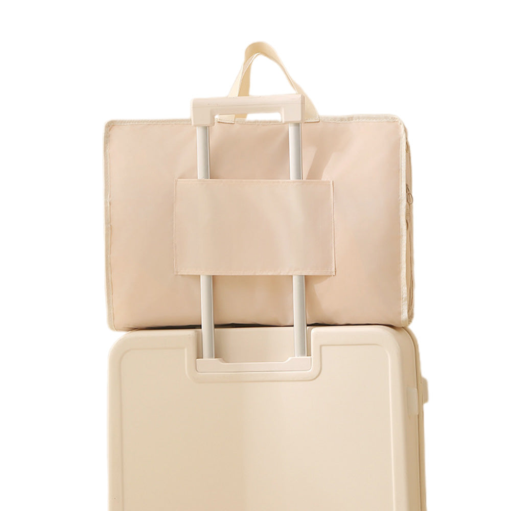 Multi-Compartments Hanging Storage Organizer Foldable Packing Cubes with Handle for Travel Beige