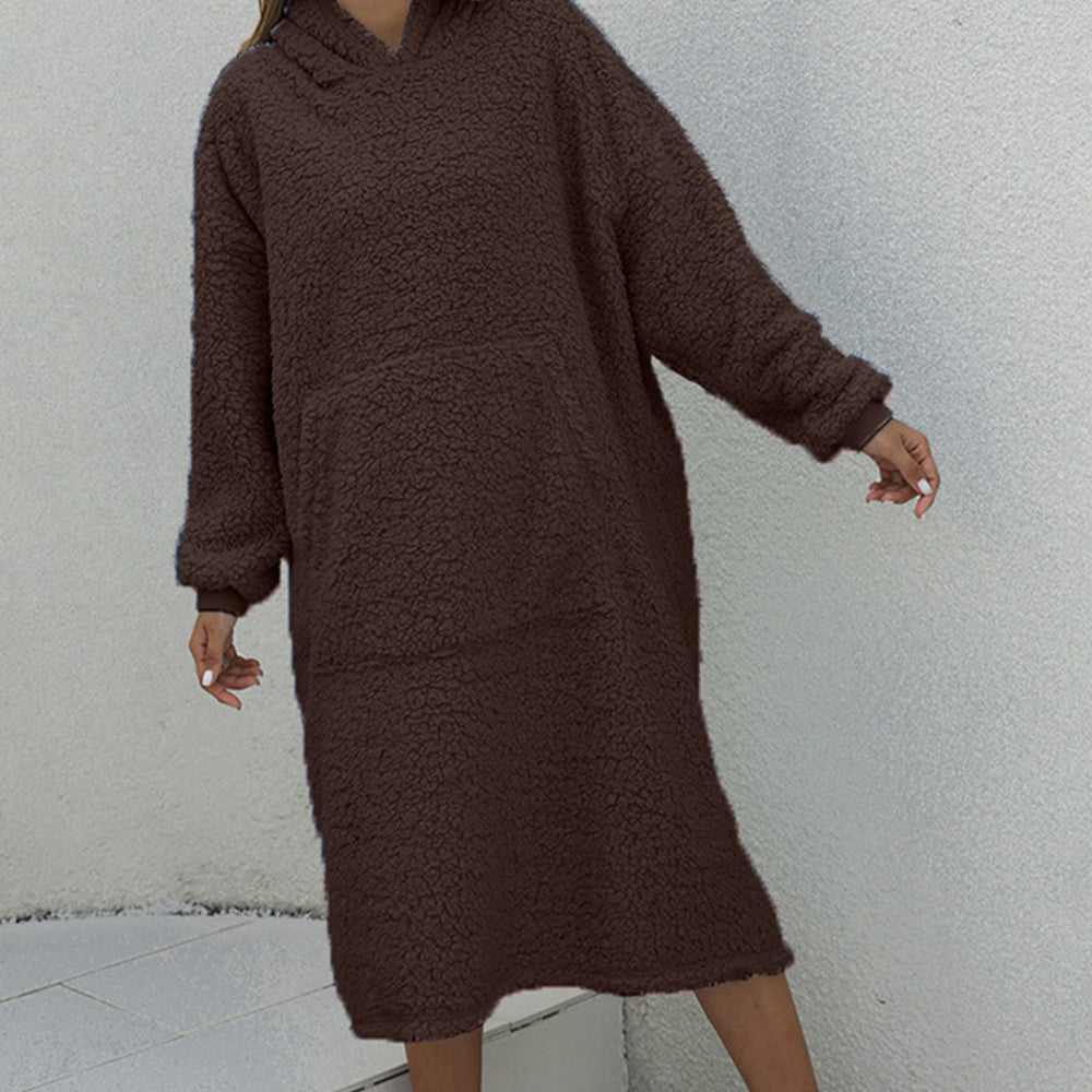 Reversible Wearable Blanket Plush Warm Cozy Blanket One Size Fits All Brown