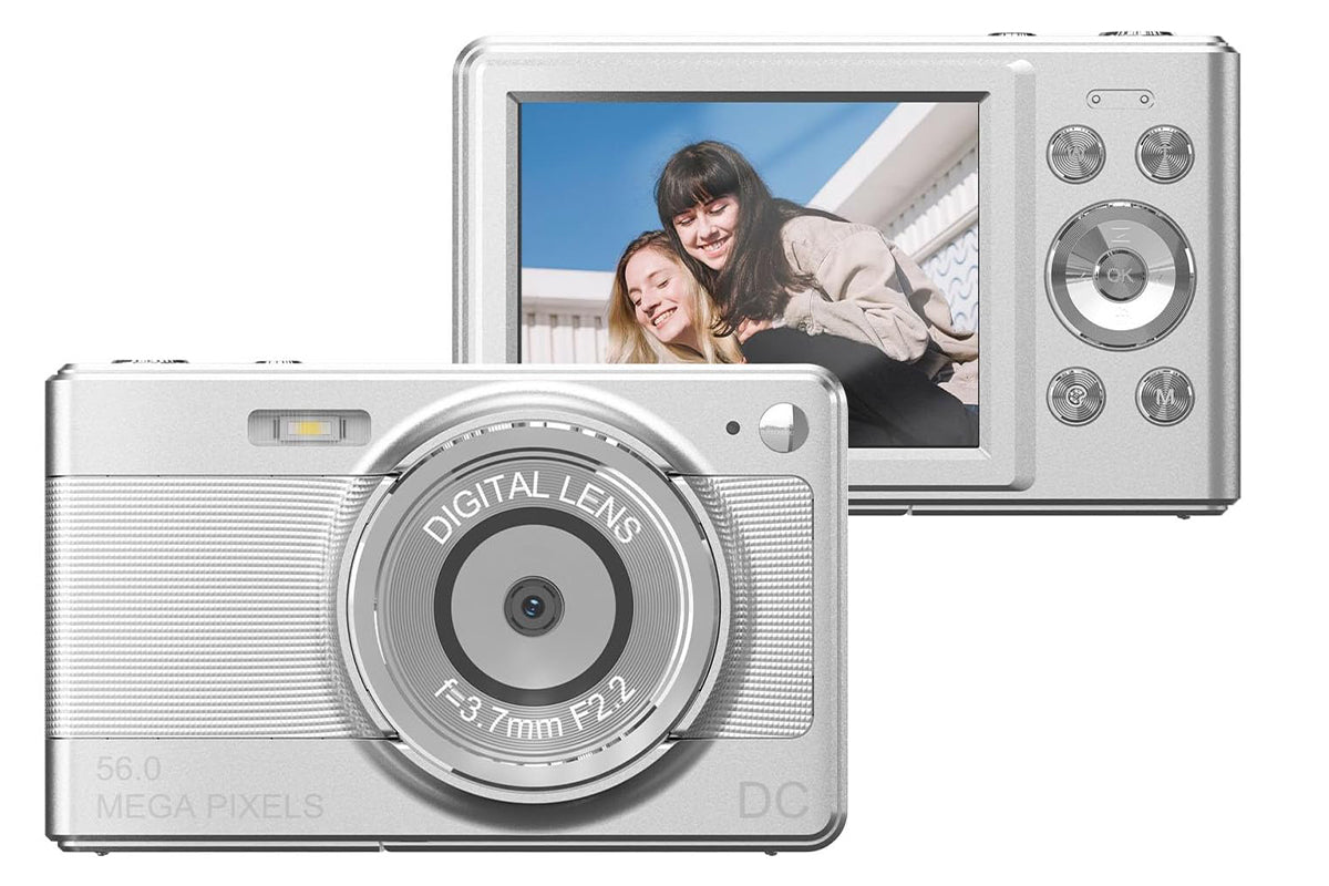 2.8 Inch Digital Camera 1080P Video Camera with 32GB Card 8X Zoom Anti Shake Compact Small Camera-Silver