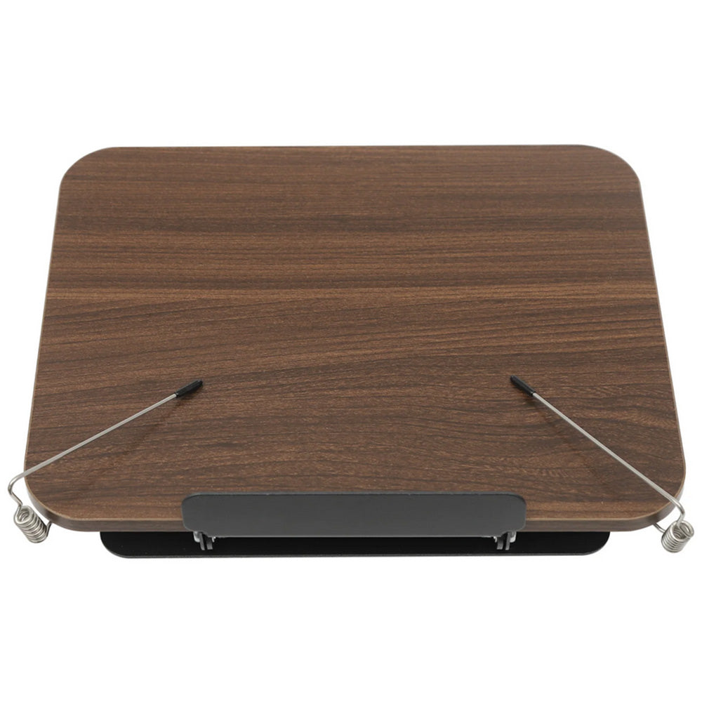 Book Stand with 360 Degrees Rotating Base for Reading Adjustable Book Holder with Elastic Clips Coffee