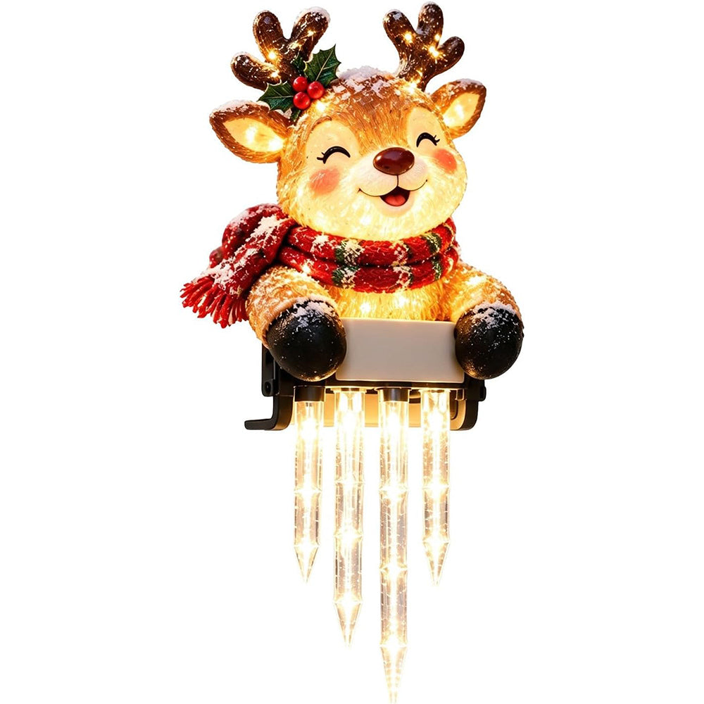 Solar Fence Icicle Light Cascading Glow Holiday Decoration Light - Reindeer