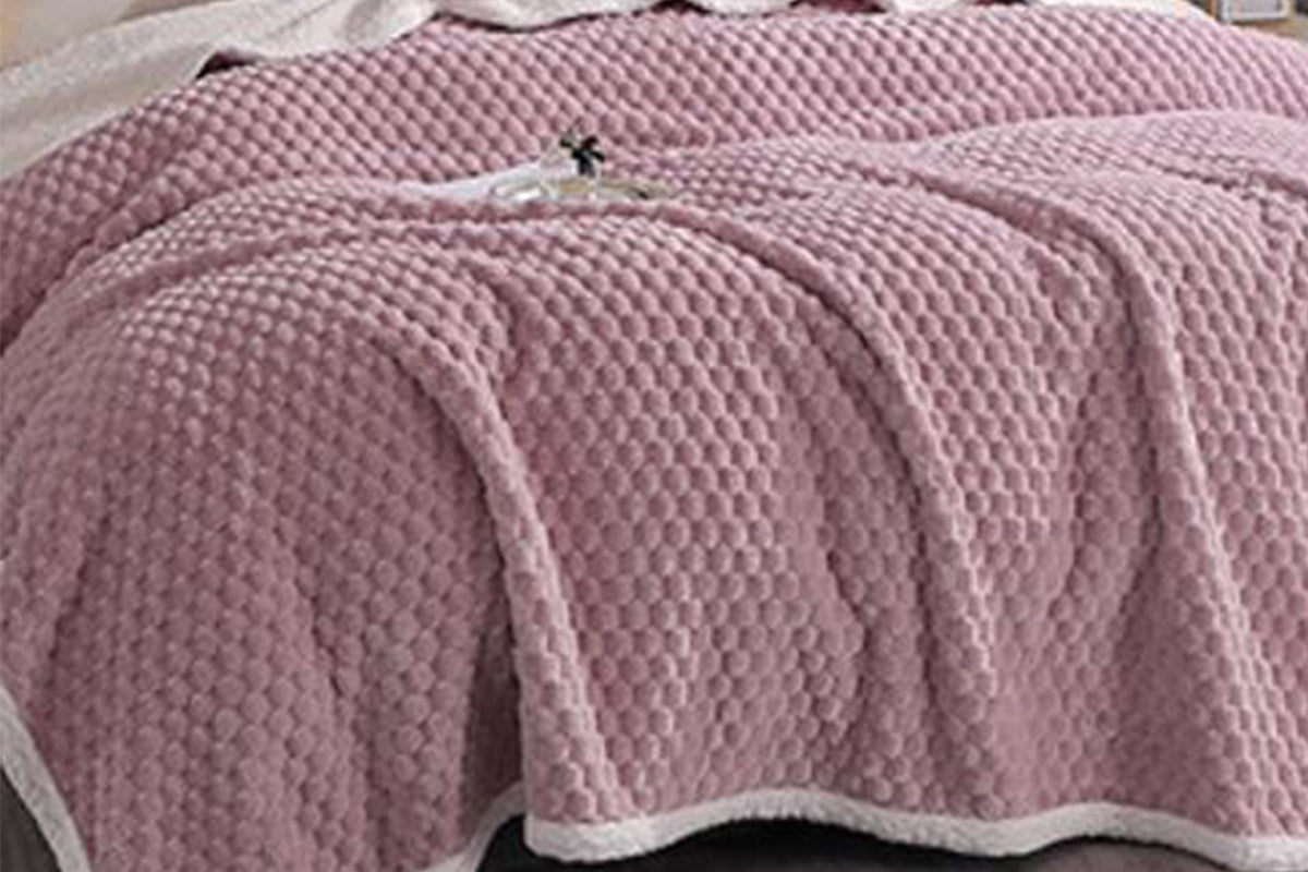 Fluffy Fleece Comforter Soft Warm Winter Jacquard Throw Blanket for Couch Bed -Purple
