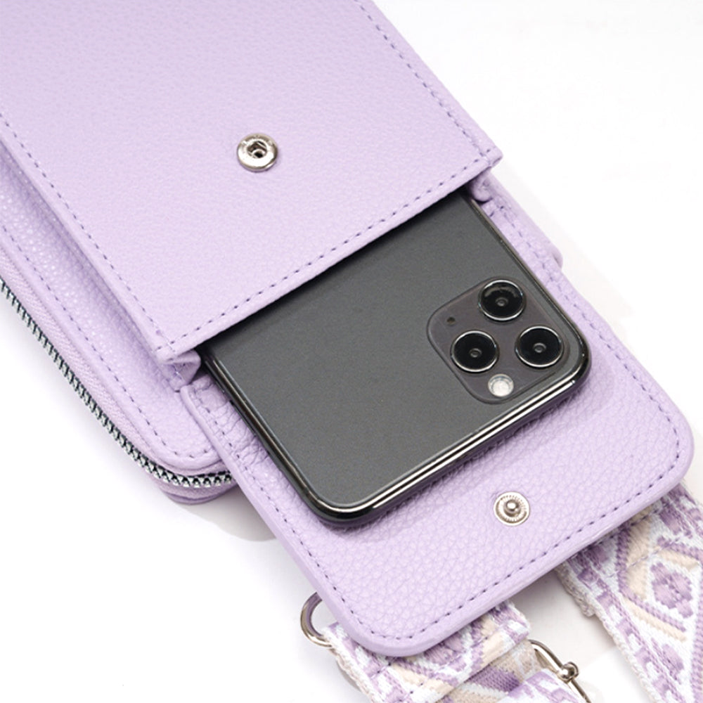 PU Leather Cell Phone Purse Women Small Crossbody Bags Cellphone Wallet Purple