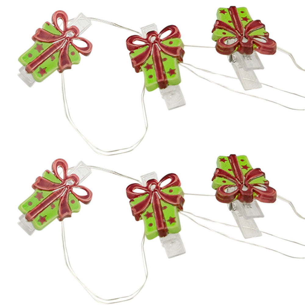 1.1M Christmas Photo Clip Light 10LEDs Fairy String Lights Wall Hanging Pictures Bedroom Wedding Decor Gift Box Style