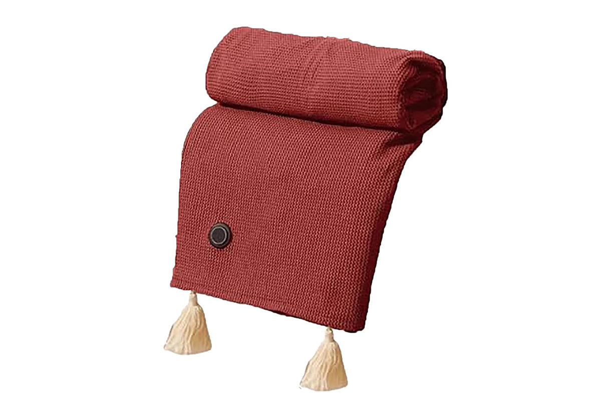 Portable Heated Shawl Wraps with Zipper 15s Fast Heating USB Heated Blanket for Women -Wine Red