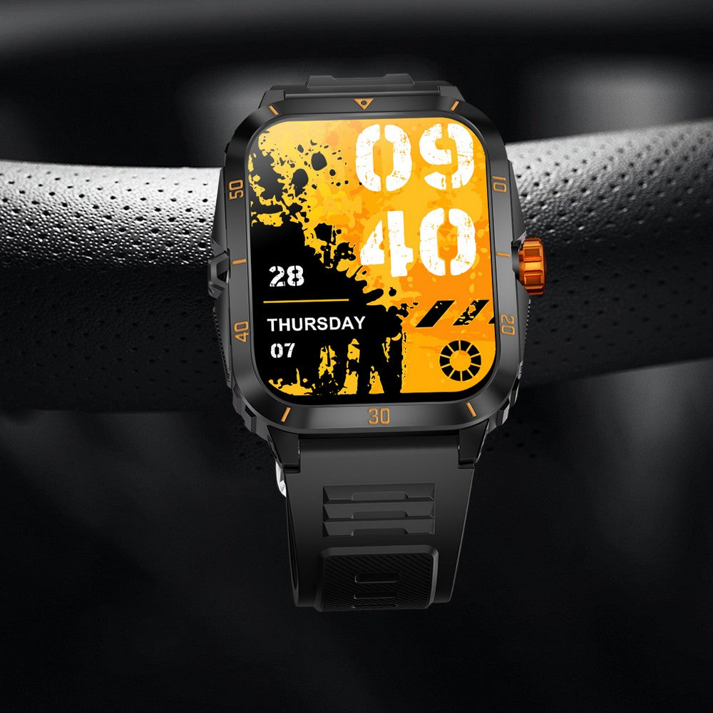 Waterproof Smartwatch for Men Android iOS Phones Smart Watch Fitness Tracker 1.96 Inch Heart Rate Sport Pedometer Sleep Digital Step Activity Monitor-Black Gold