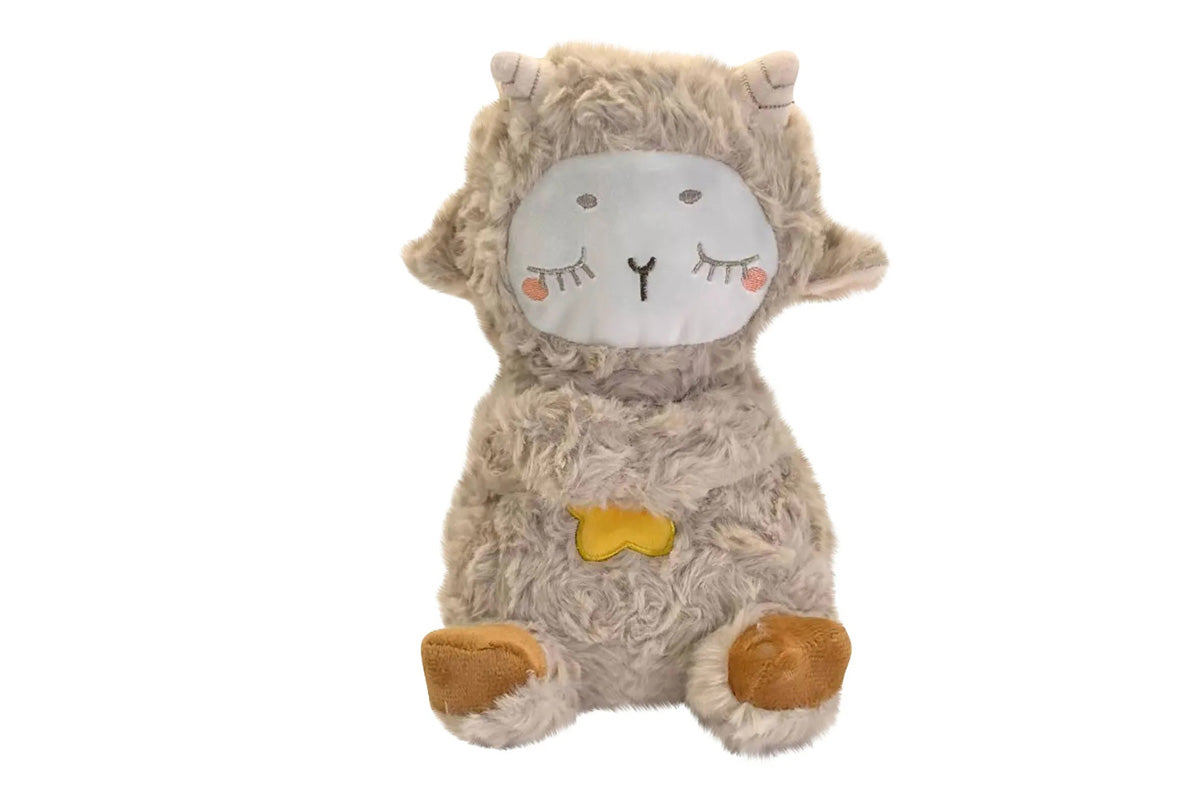 Kawaii Plush Doll Sleeping Companion Soothing Sound and Light Toy-Khaki
