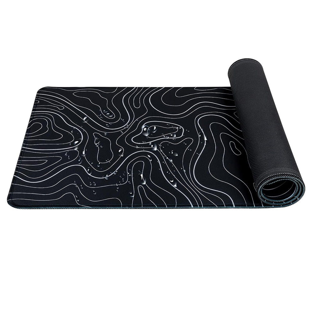 Gaming Mousepad Anti-Slip Mouse Pad Topographic Line Mouse Mat for Home and Office Black