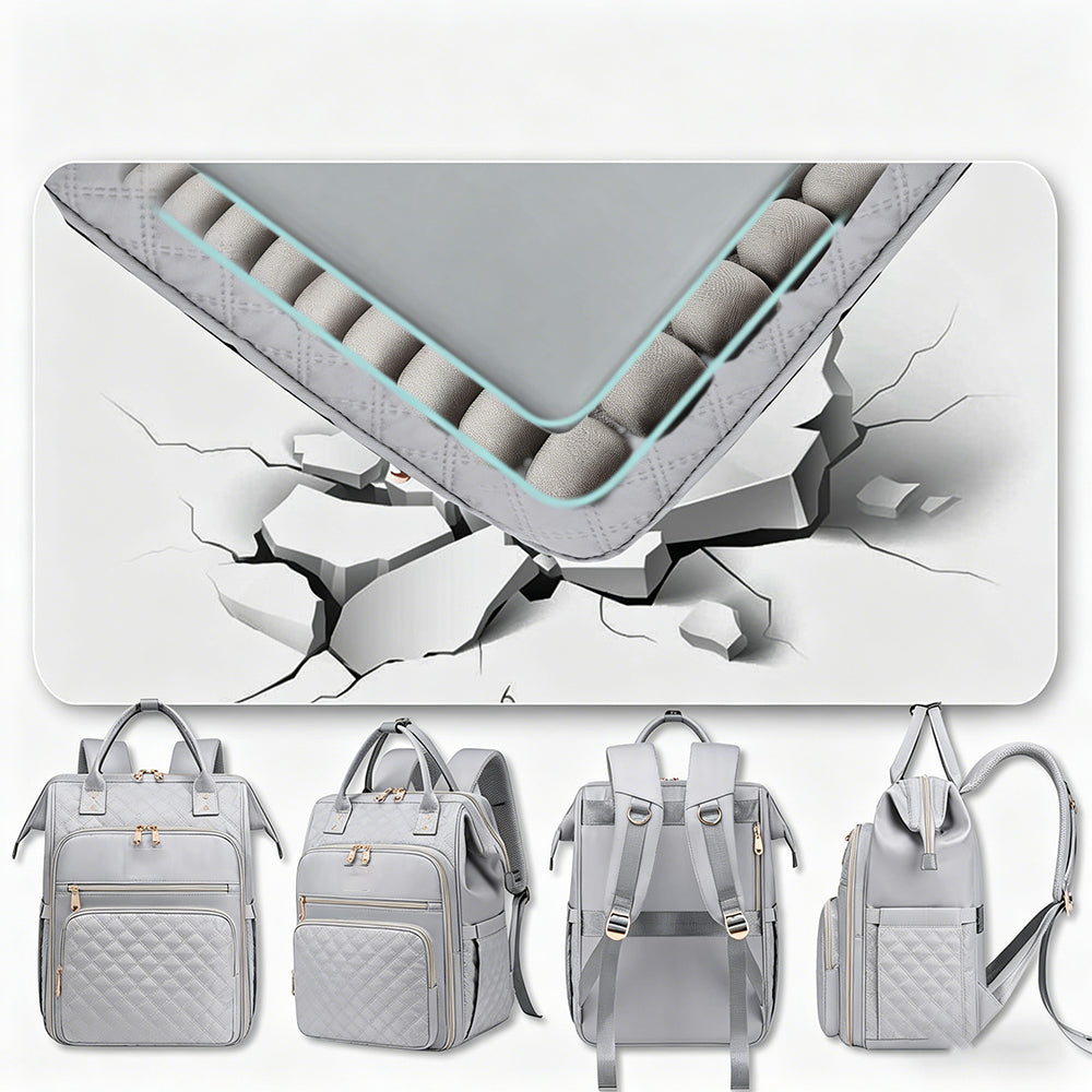 2-in-1 Lunch Backpack For Women Laptop Backpacks Travel Backpacks-Grey