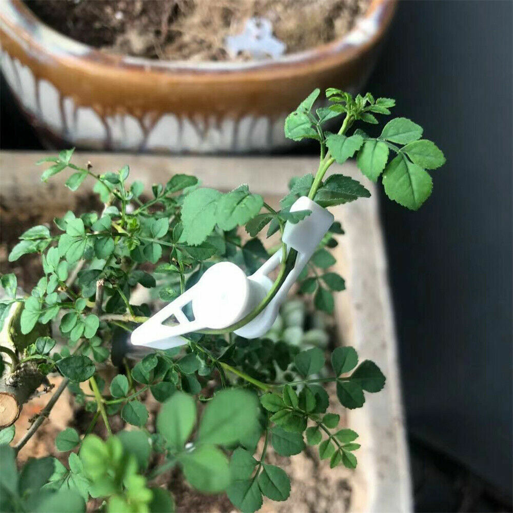 20PCS Adjustable Plant Bender Clip 360 Degrees Low Plant Training Garden Holders White