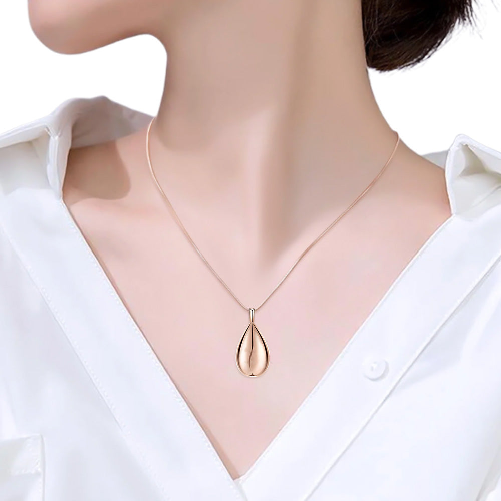 Stainless Steel Teardrop Cremation Pendant �Keepsake Memorial Necklace Rose Gold