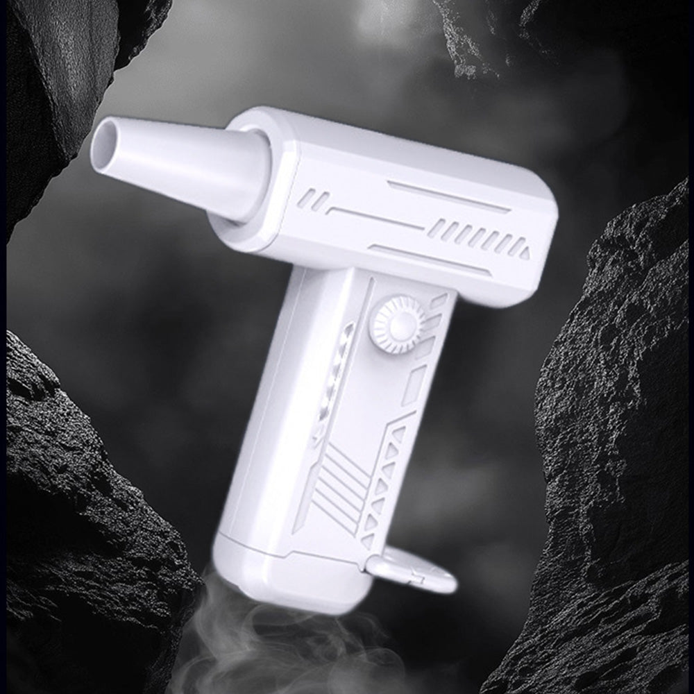 2-in-1 Electric Air Duster 130000 RPM Mini Blower with LED Light for Camping Home Car White