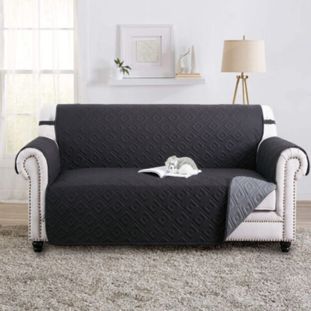 Reversible Sofa Slipcover Water Resistant Sofa Cover Couch Covers Furniture Protector Black