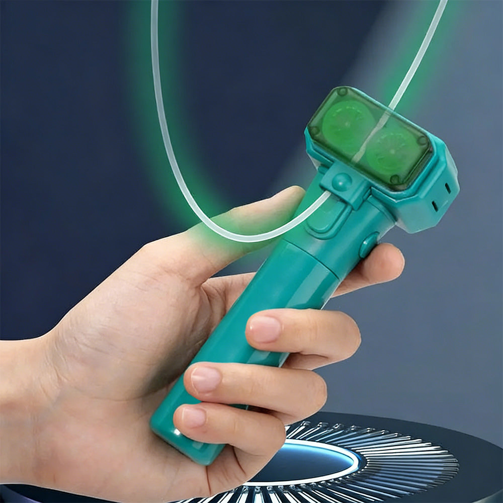 Handheld Double Wheel Rope Launcher Glow In the Dark Lasso Loop Fidget Toy-Green