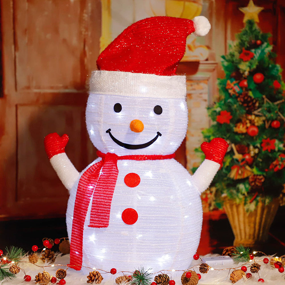 Telescopic Christmas Yard Signs with Stakes Lighted Xmas Signs Indoor Outdoor Decor Snowman Style