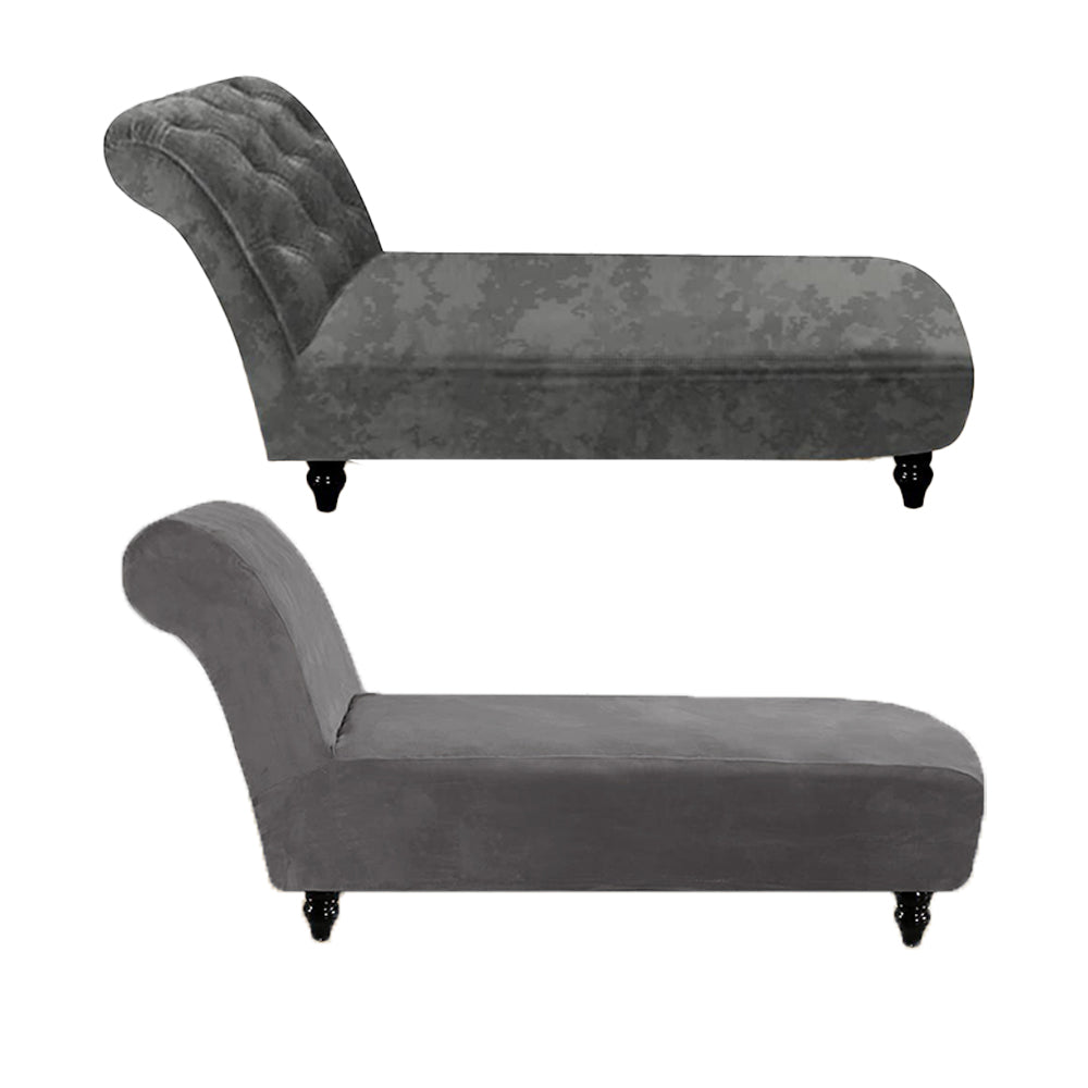 Velvet Armless Lounge Chaise Slipcover Stretch Chaise Couch Cover -Grey