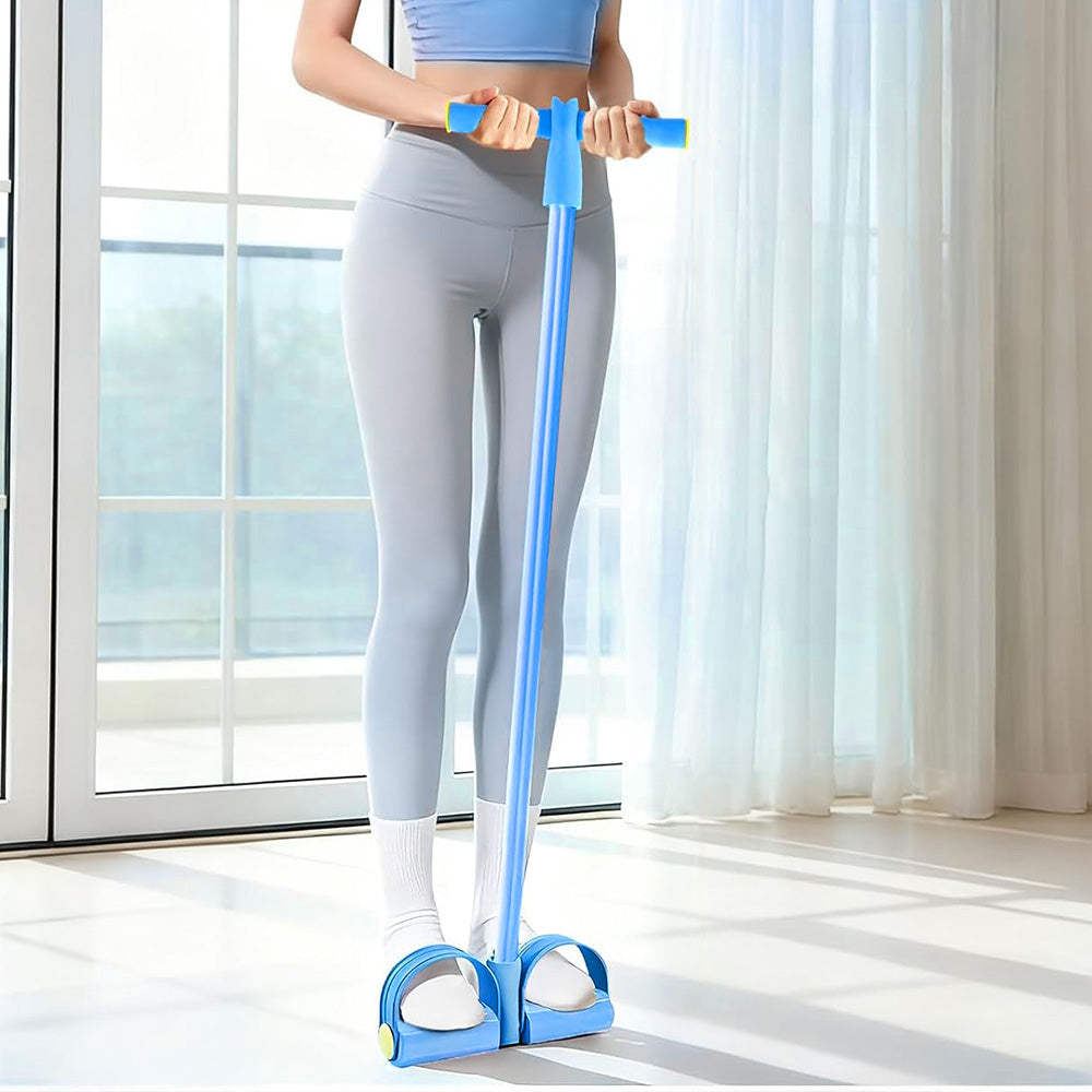 6 Tube Resistance Band Ankle Puller Foot Pedal Fitness Exercise Rope-blue