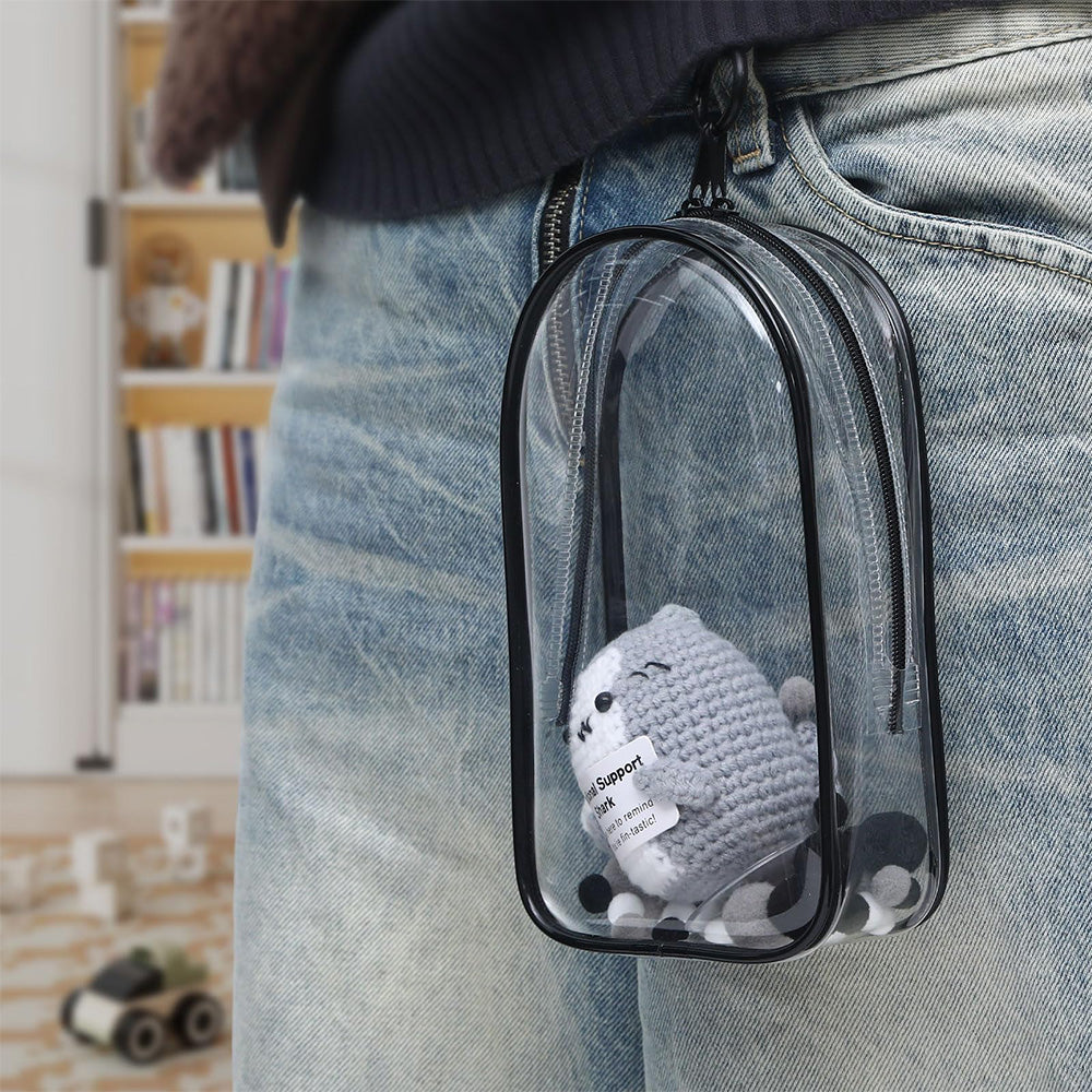 Transparent Carrier Bag Set for 15/17cm Labubu Doll Storage Case Black