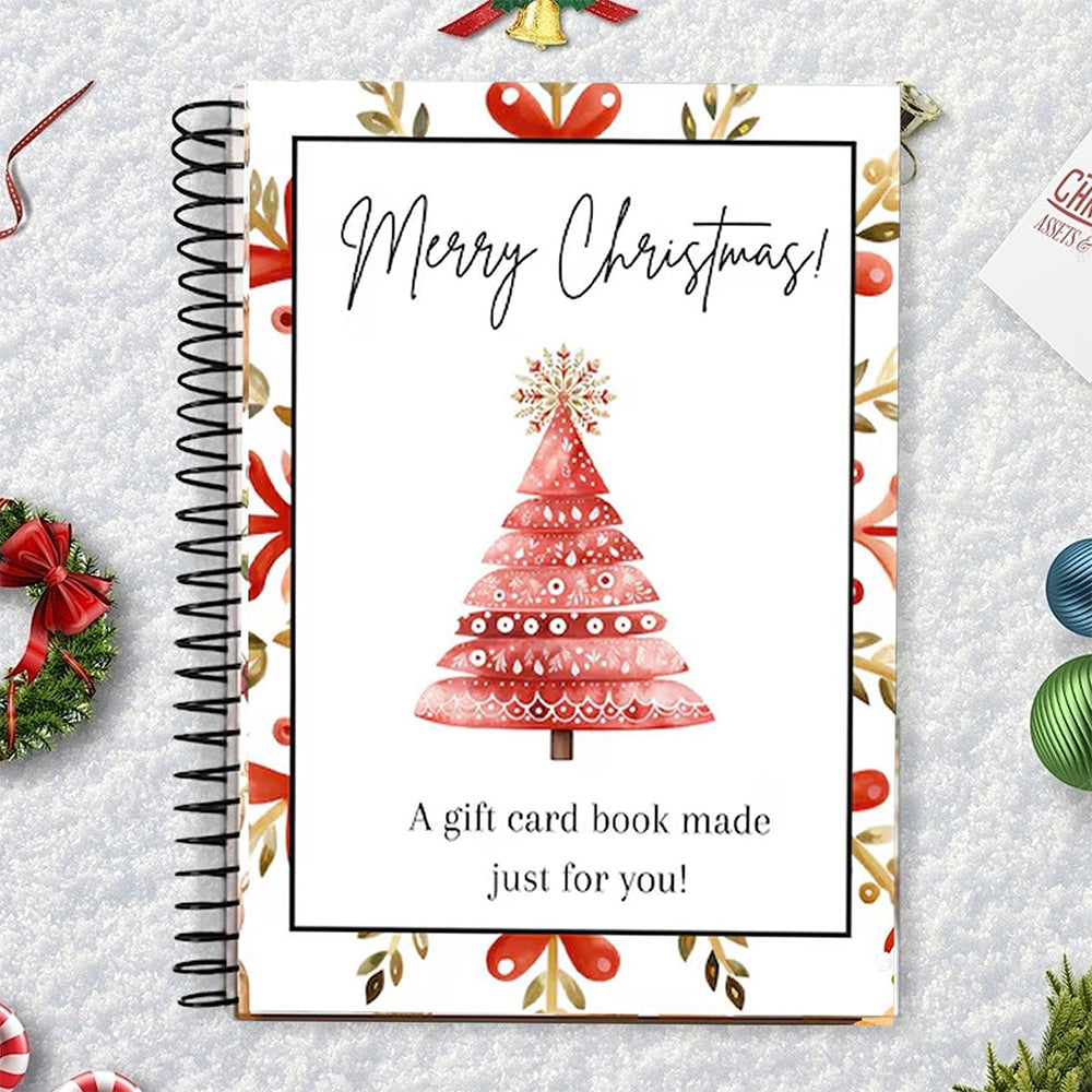 38 Sheets Christmas Gift Card Book Coil Bound Card Holder - Christmas Tree