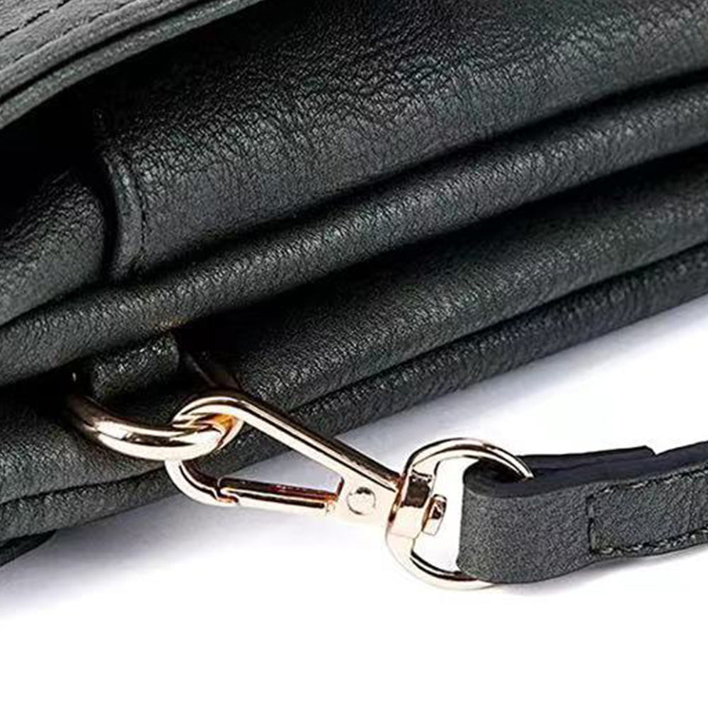 Trendy Crossbody Bags for Women PU Leather Triple Compartment Sling Purse for Cell Phone Black