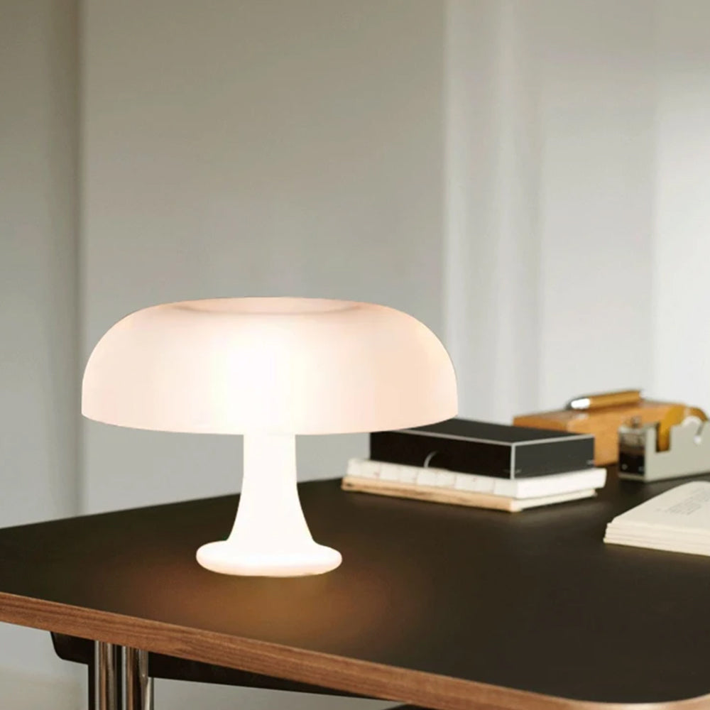 Retro LED Mushroom Table Lamp Dimmable Desk Lamp Hotel Bedroom Decoration Beige