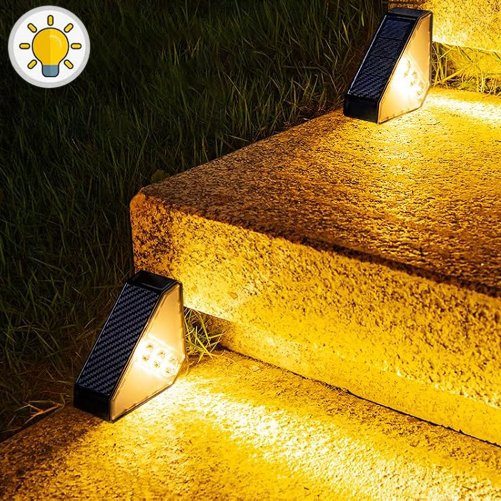4Pcs Solar Triangle Stair Lights Outdoor Step Lights for Deck Front Porch Patio Decor Warm