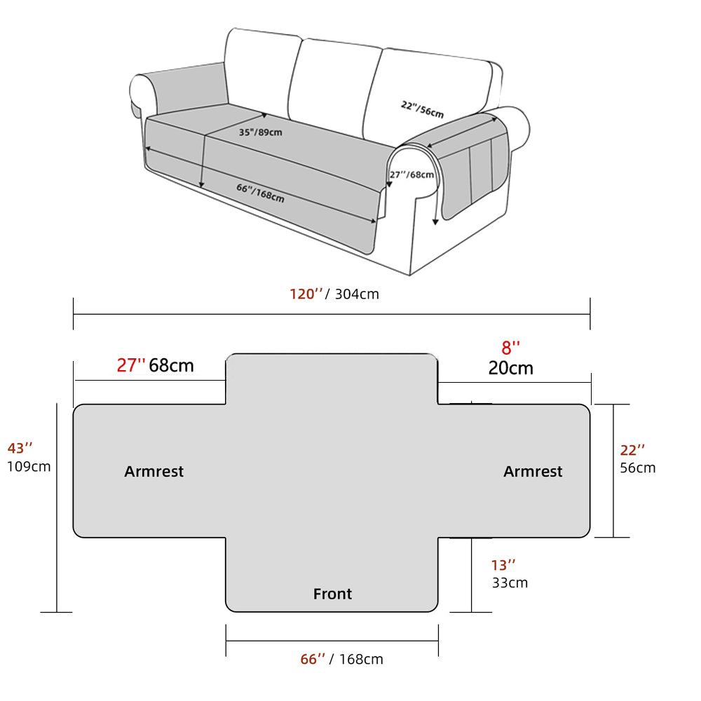 Water Resistant Split Recliner Couch Cover Non-Slip Sofa Chair Slipcovers Red