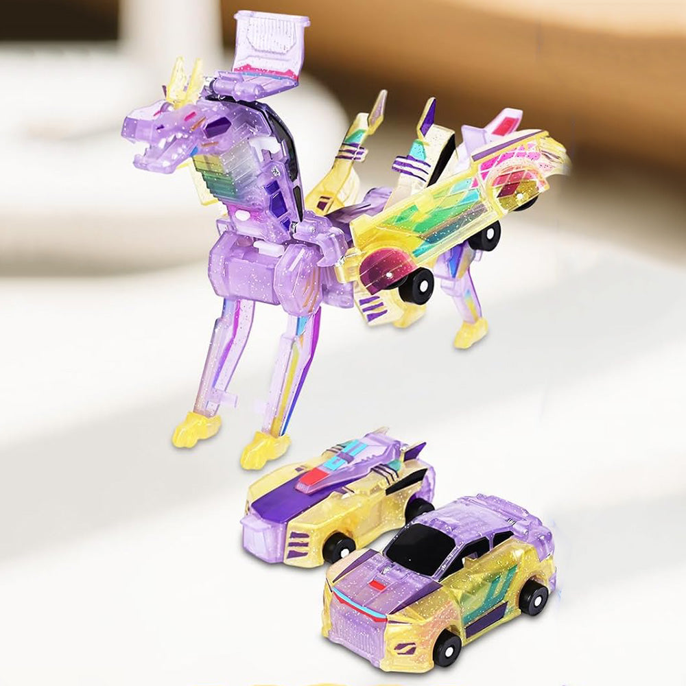 Collision Dinosaur Car Toy Magnetized Vehicles Transform into Dinosaurs for Kids Purple