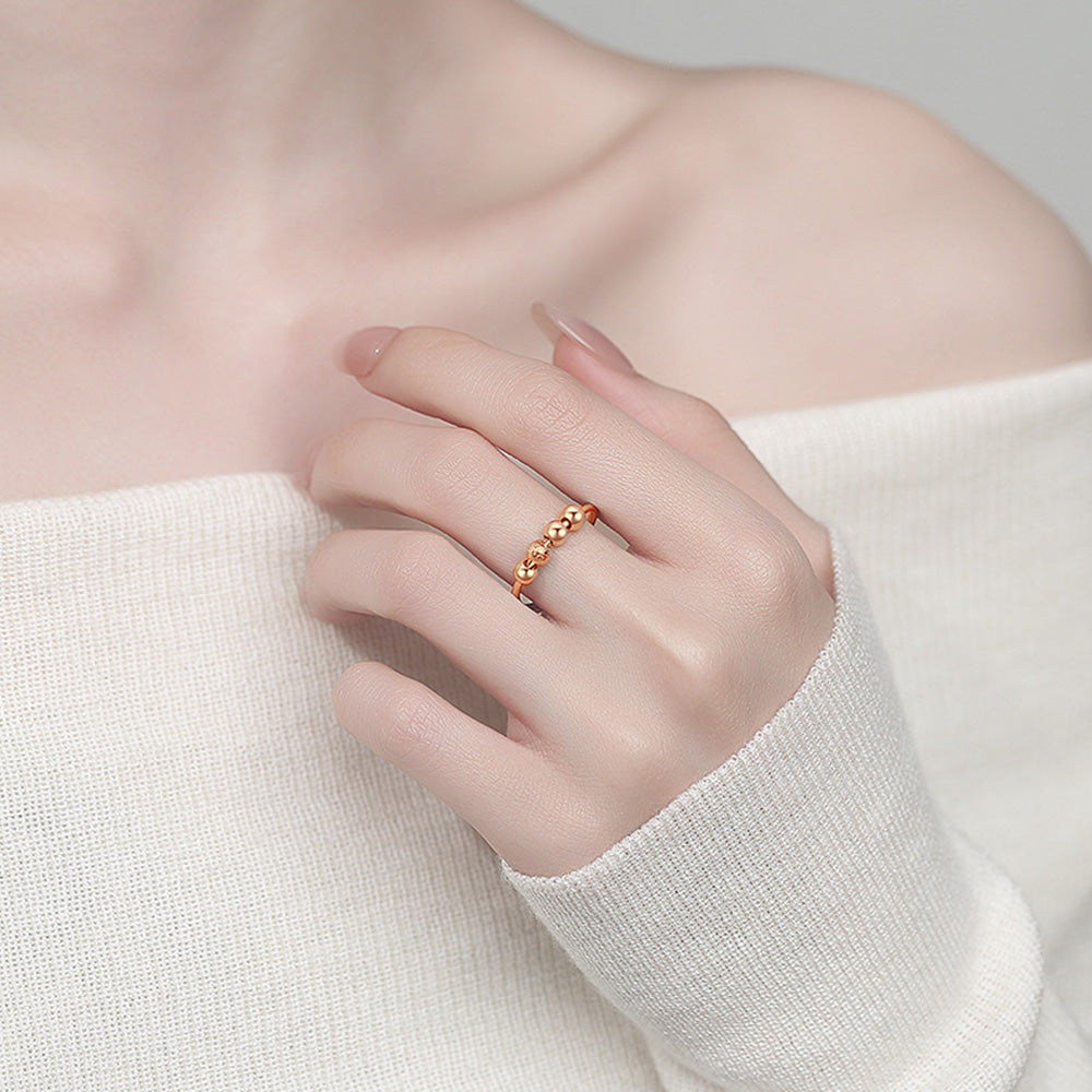 2Pcs Opening Fidget Spinner Rings for Women Adjustable Stress Spinning Rings Rose Gold