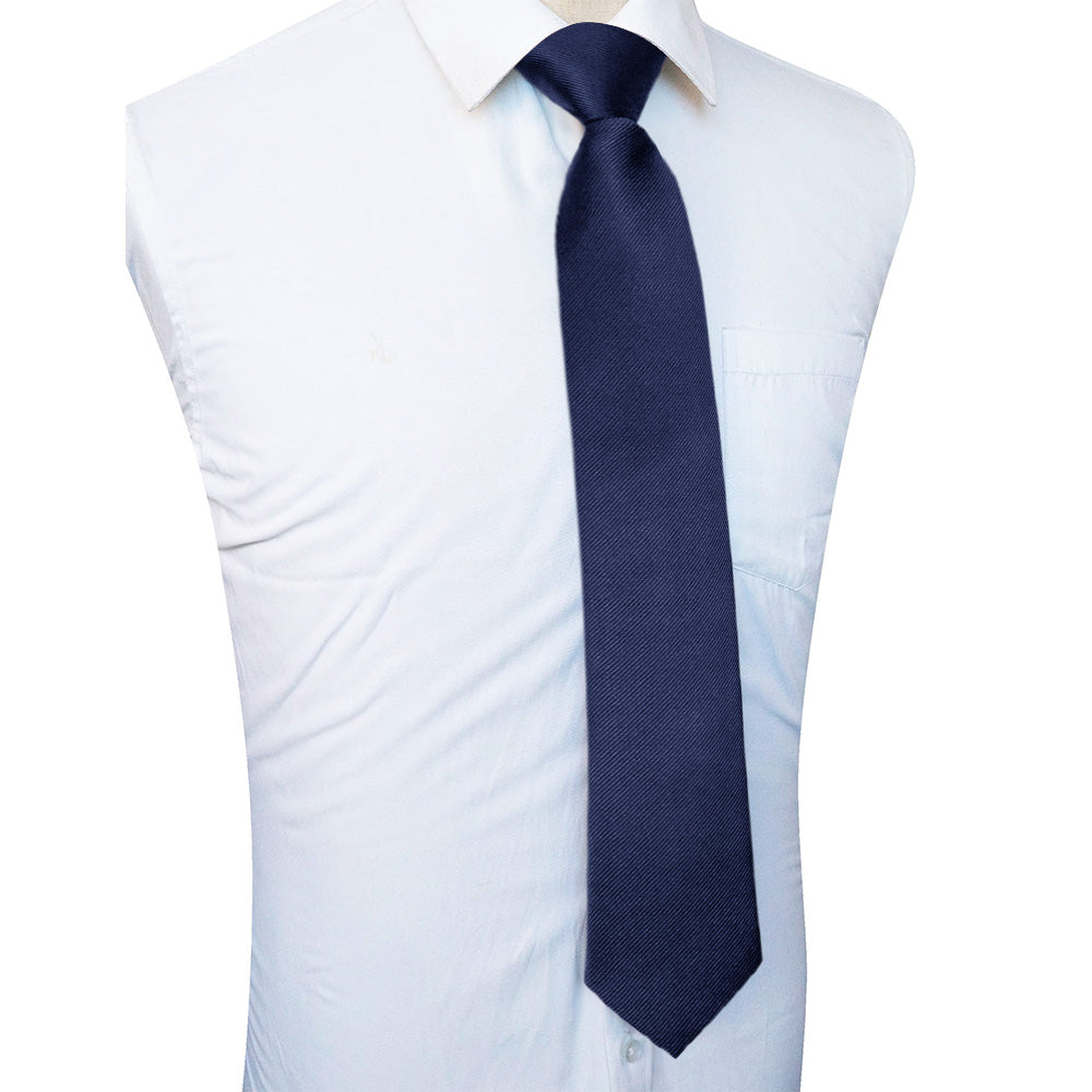 Pre-Tied Zip Necktie 8 cm for Wedding Business Formal Wear - Navy